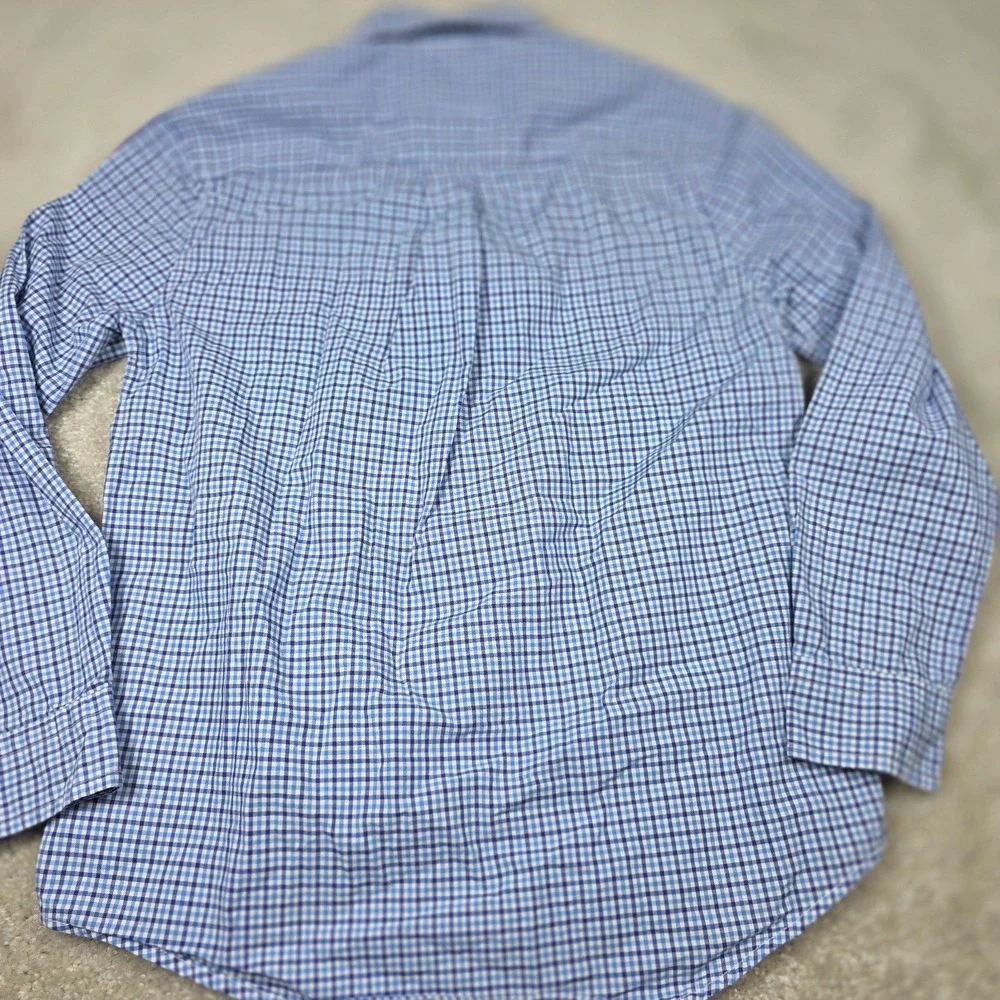 Ralph Lauren Shirt Kids 7 Blue White‎ Cotton Check Long Sleeve Button Down